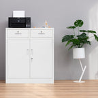 Wanfu Metal Storage Cabinet, Locking Storage Cabinet with Adjustable Shelf, 36" H Metal Cabinets with 2 Drawers for Office, Garage, Home-White