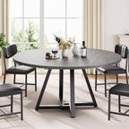 Jocoevol 42“ Round Kitchen Dining Room Table for 2-4, Circle Dining Dinner Table with Pedestal Metal Frame, Space Saving Wood Industrial Furniture for Small Space (Grey, 42IN)