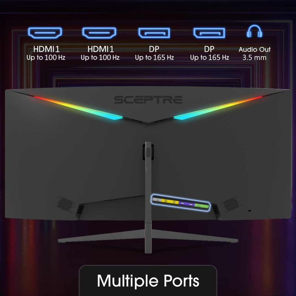 Sceptre 34-Inch Curved Ultrawide WQHD Monitor (3440 × 1440)  R1500  up to 180Hz/165Hz  DisplayPort x2  99% sRGB  1ms  Built-in Speakers  Machine Black  2025 (C345B-QUT168)