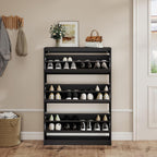 Shoe Cabinet with 3 Flip Drawers, 31.5" W Narrow Shoe Storage Cabinet for Entryway, Slim Shoe Organizer with Adjustable Shelves, Freestanding Shoe Rack for Hallway, Living Room, Black