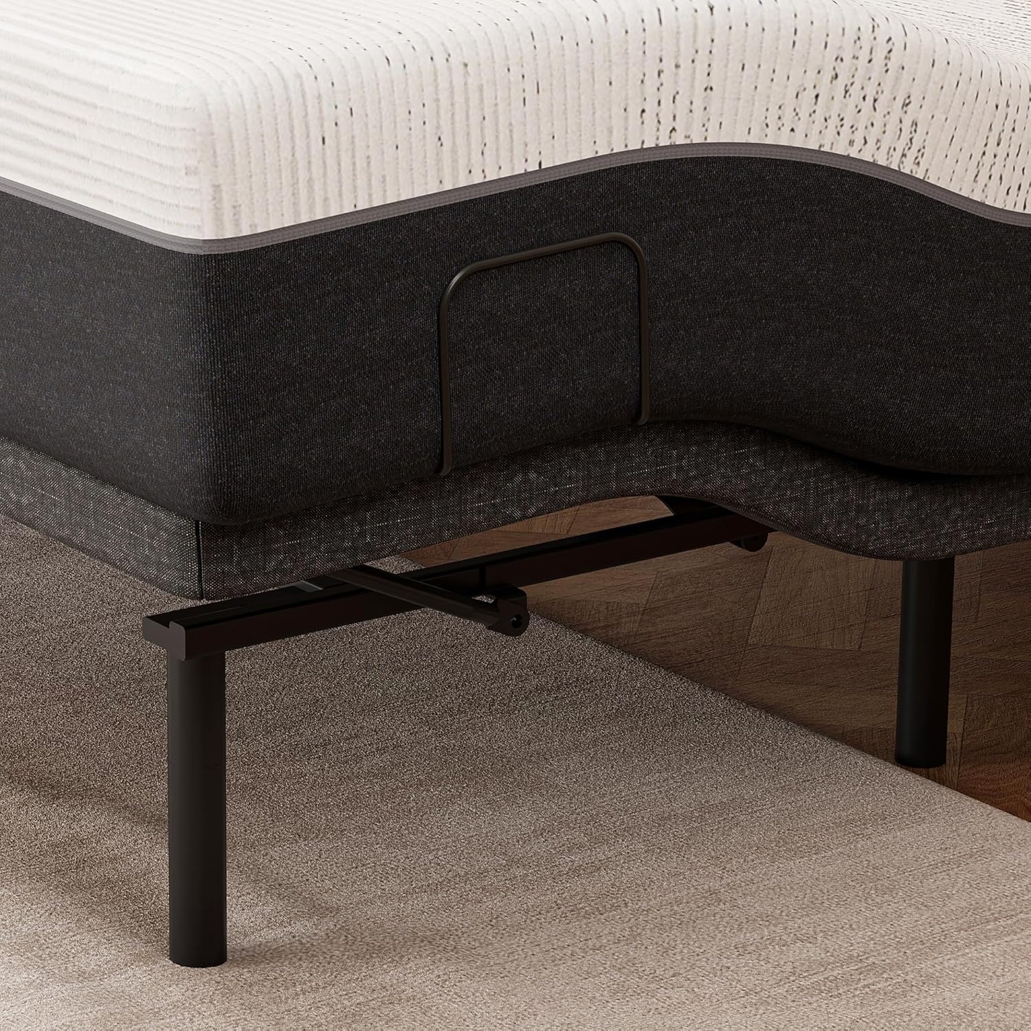ESHINE Split Top King Adjustable Bed Frame with 14" Gel Memory Foam Mattress, Graphene Cover - Electric Upholstered Base, Massage Function, Wireless Remote, USB Ports, Under Bed Light, Grey