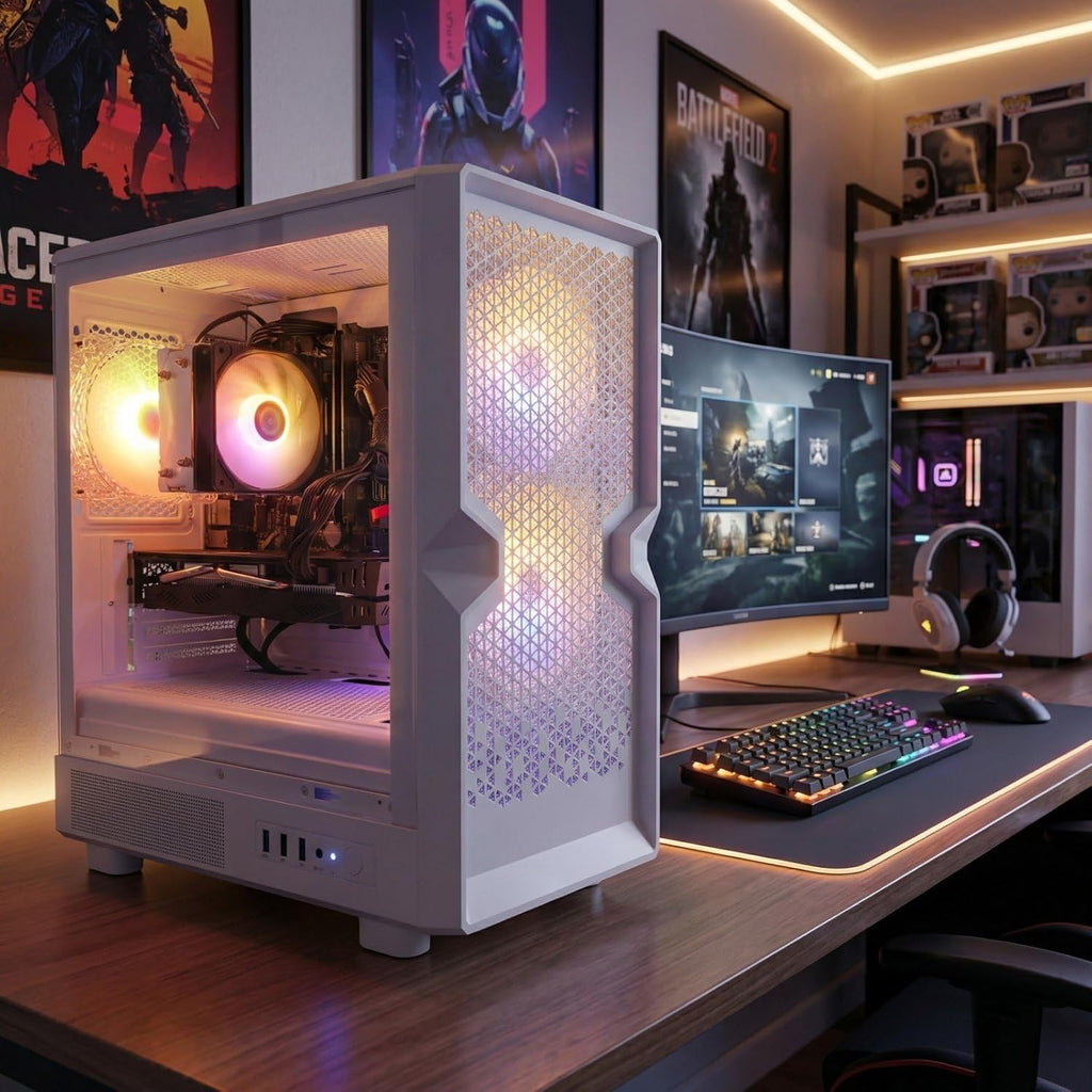 STGAubron Gaming PC Computer Desktop  Radeon RX 580 16G  Intel Core i7 up to 3.9G  16G RAM  512G SSD  WiFi 6  BT 5.0  RGB Fan x3  Windows 11 Home