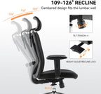 SIHOO M18 Upgraded Wheels Office Chair Ergonomic Desk Chair, Breathable Mesh Design High Back Computer Chair, Adjustable Headrest and Lumbar Support (Light Black)