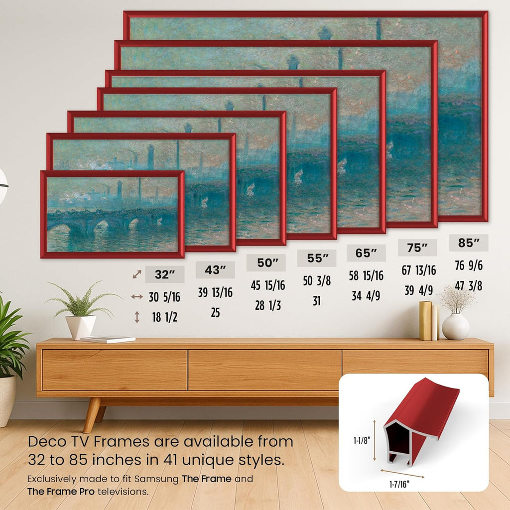 Candy Apple Red Prismatic 75" Alloy Deco TV Frame - Compatible ONLY with Samsung The Frame TV and Pro TVs (Fits 2021-2026  LS03A  LS03B LS03C LS03D LS03FA LS03FW)