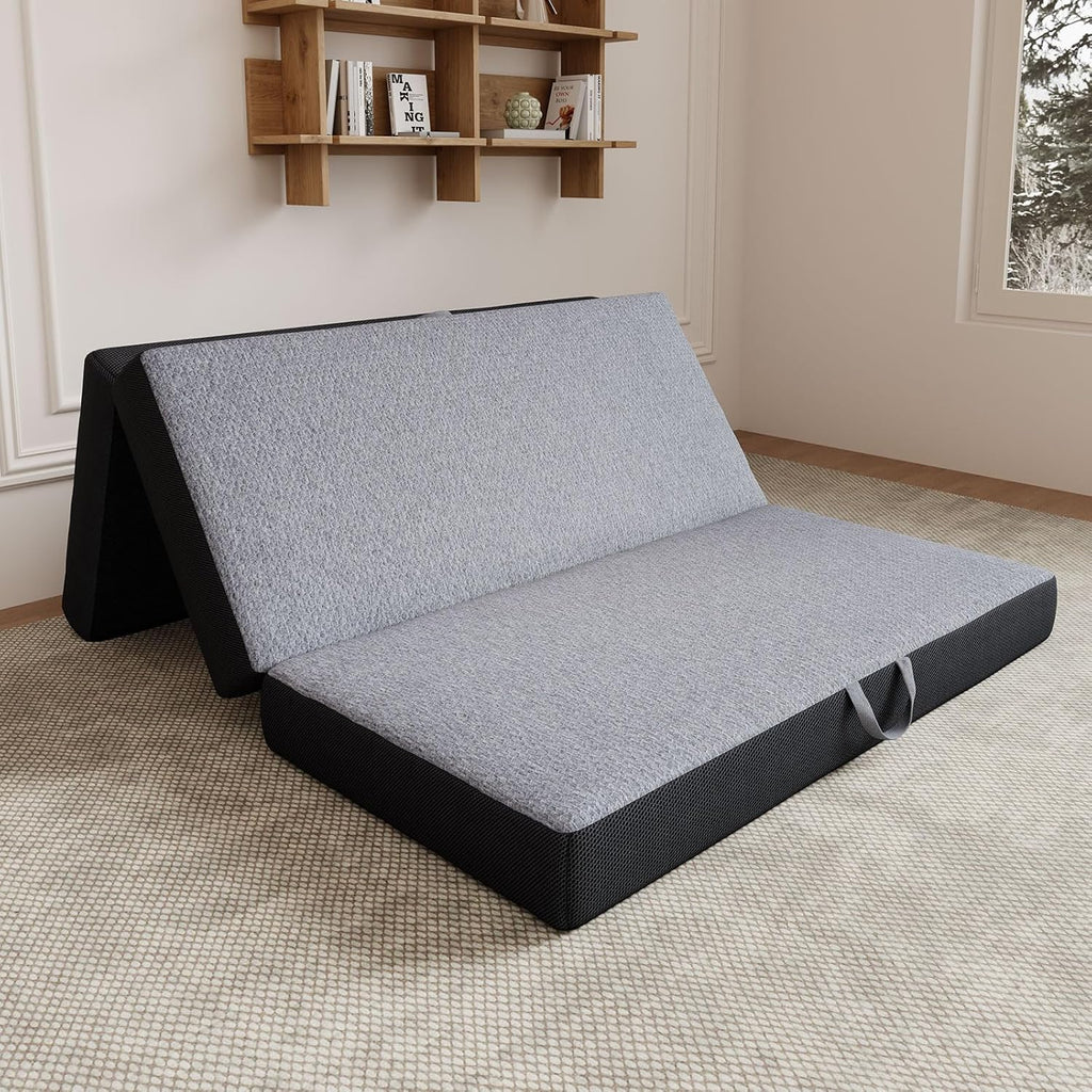 Vamcheer Tri Folding Mattress Full Size - 6 Inch Foldable Mattress for Travel/RV/Camping/Guest Room/Yoga, 73"x52"x6" Tri-fold Memory Foam Cushion with Washable Cover