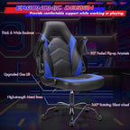 Sweetcrispy Computer Video Game Chair - Ergonomic Home Office with Comfy Lumbar Support, PU Leather Height Adjustable with Flip-up Armrest and 360° Swivel Wheels, Blue, for Adults, Teens