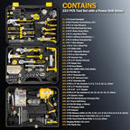 DOWELL 223-Piece Power Drill Tool Set, 12V Cordless Drill Driver Kit with Drawer Toolbox, Socket & Bit Set, Hex Keys, Wrench for Home Renovation, DIY Projects & Garage Use