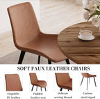 34.6'' Round Dining Table and Chairs for 4 Space Saving for Apartment Kitchen Dining Room (Walnut Table+4 Brown Chairs)