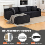 106” Cloud Modular Sectional Sofa with L-Shape Chaise and Deep Seat, Corduroy Memory Foam Boneless Compressed Couch for Living Room, No Assembly Required(Left Facing Chaise, Dark Grey)