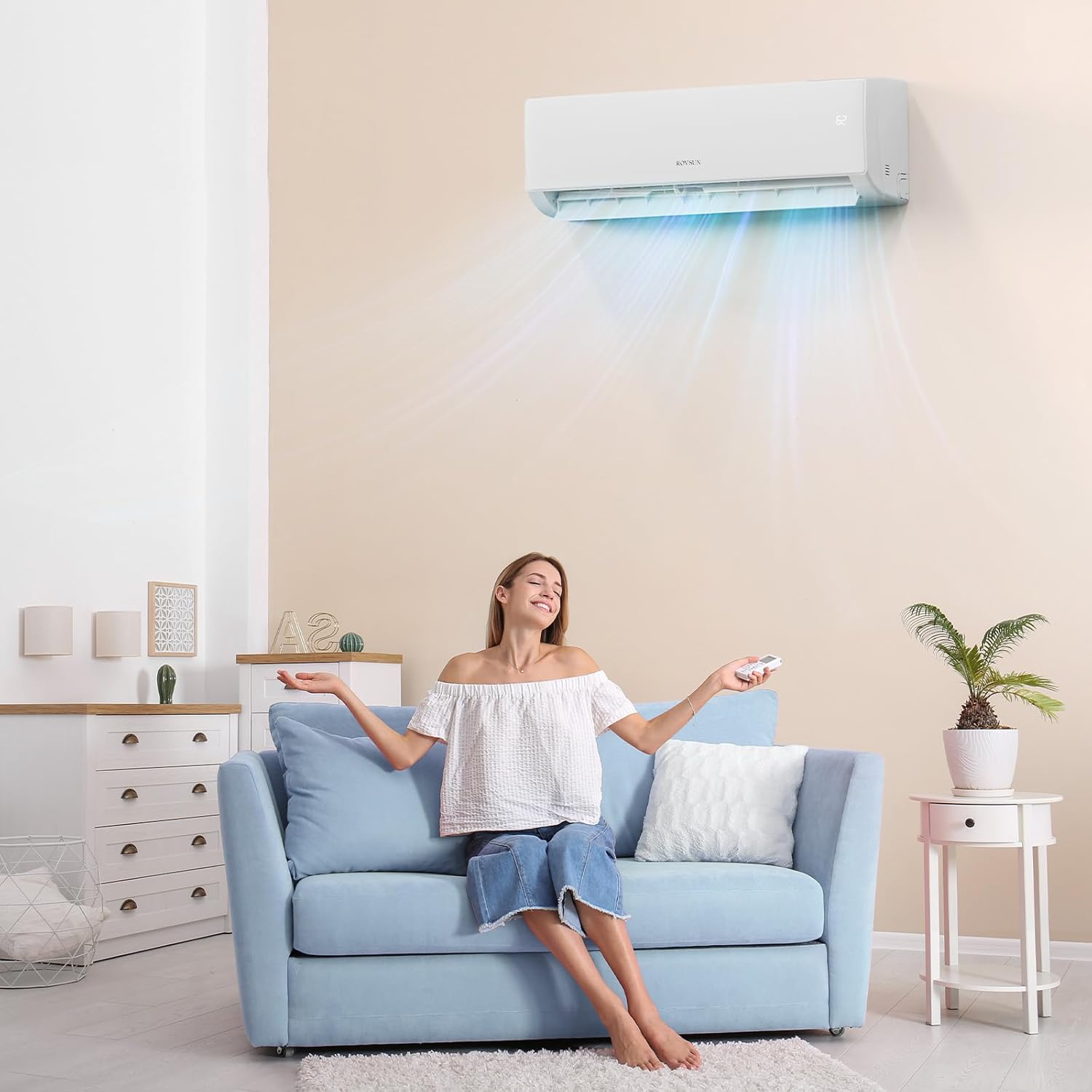 ROVSUN 12000 BTU Wifi Enabled Mini Split Air Conditioner & Heater with Inverter, 21 SEER2 Energy Saving 115V Ductless Split AC Unit with Pre-Charged Condenser, Heat Pump & Installation Kit
