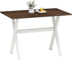 Giantex 43" Dining Table for 4, Rectangular Kitchen Table with Rubber Wood X-Shaped Frame, Space Saving Dinner Table for Living Dining Room, Dinette, Home Office, Restaurant