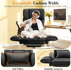 FelixKing Big and Tall Office Chair, 400LBS Wide Leather Executive Chair, Reversible Armrest for Pets Criss Cross Legged, 135° Reclining High Back Gaming Desk Chair with Lumbar Support Footrest, Black