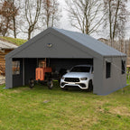 Carports Canopy Heavy Duty, Portable Garage with Sidewalls (20x20, Grey)