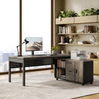 LITTLE TREE 70.8" Executive Desk with Lateral File Cabinet, Modern Thickened Wooden Workstation L-Shaped Computer Desk Large Home Office Writing Desk for Home Office