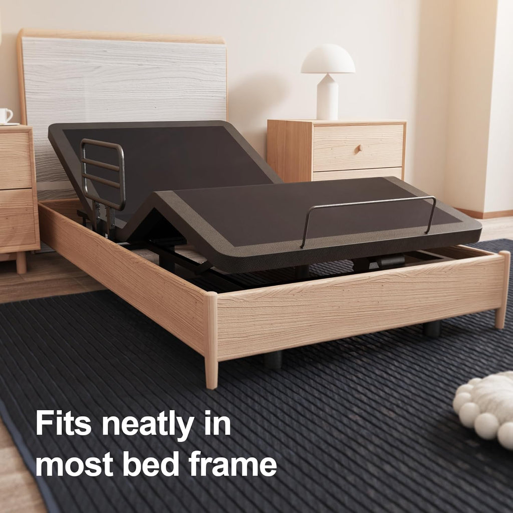Adjustable Twin XL Bed Frame with One Side Rail, Electric Ergonomic Base for Comfort & Safety – Ideal for Seniors, Home Care & Hospital Use