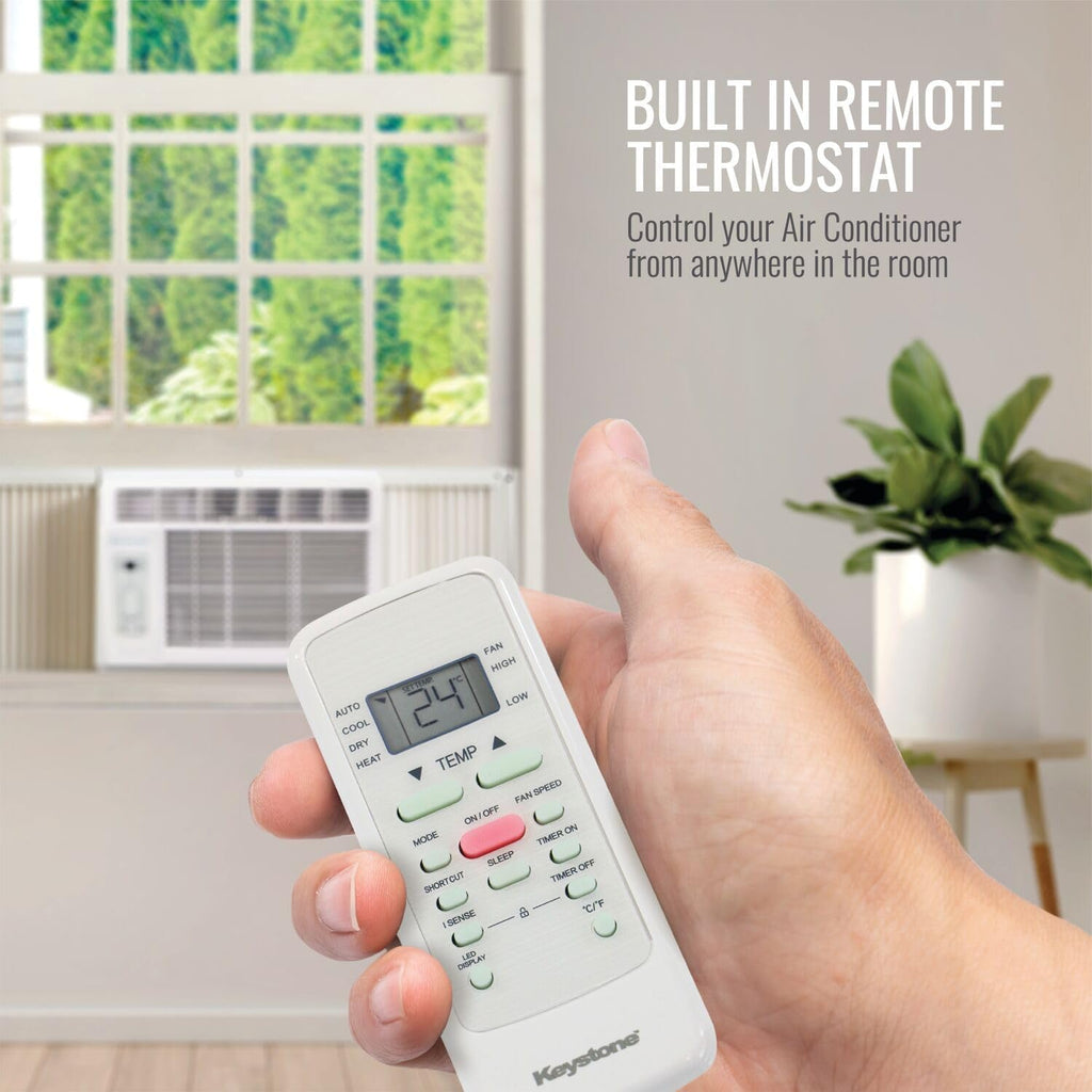 Keystone 8,000 BTU Window Air Conditioner with 3,500 BTU Supplemental Heating, 115V, Window AC Unit with Supplemental Heat for Bedroom, Living Room, Small-Medium Rooms up to 350 Sq.Ft.