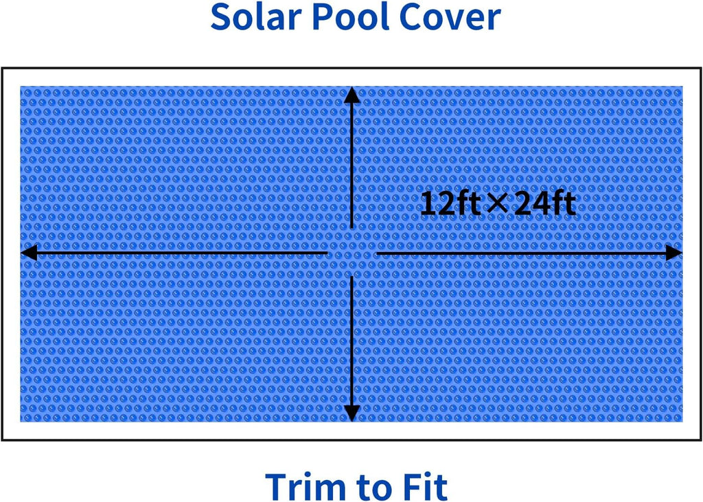 BigXwell Solar Pool Cover  Blue 16-mil 12 x 24 Foot Rectangle Solar Blanket for In-Ground Pools  1600 Series Heavy-Duty Insulating Pool Heater Covers for Swimmer