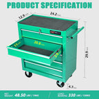 5-Drawer Tool Cart on Wheels, Drawers Rolling Tool Chest with Key Lock, Mobile Trolley Organizer Tools Box with Locking Wheels & Ball Bearing Drawers for Garage,Warehouse,Repair Shop (Green)