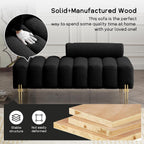 NIOIIKIT 53.2" Modern Loveseat Sofa Couch, Upholstered Accent Sofa with Golden Legs and Adjustable Backrest, Small Teddy Fleece Couches for Bedroom, Living Room, Compact Small Space (Black Teddy)