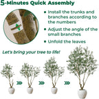 8.5FT Large Luxury Artificial Olive Tree, Extra Lush with White Planter, Stereoscopic Shape & 5 Minutes Easy Set-up, Tall Potted Olive with Thick Trunk and Lifelike Fruits for Home, Office, Restaurant