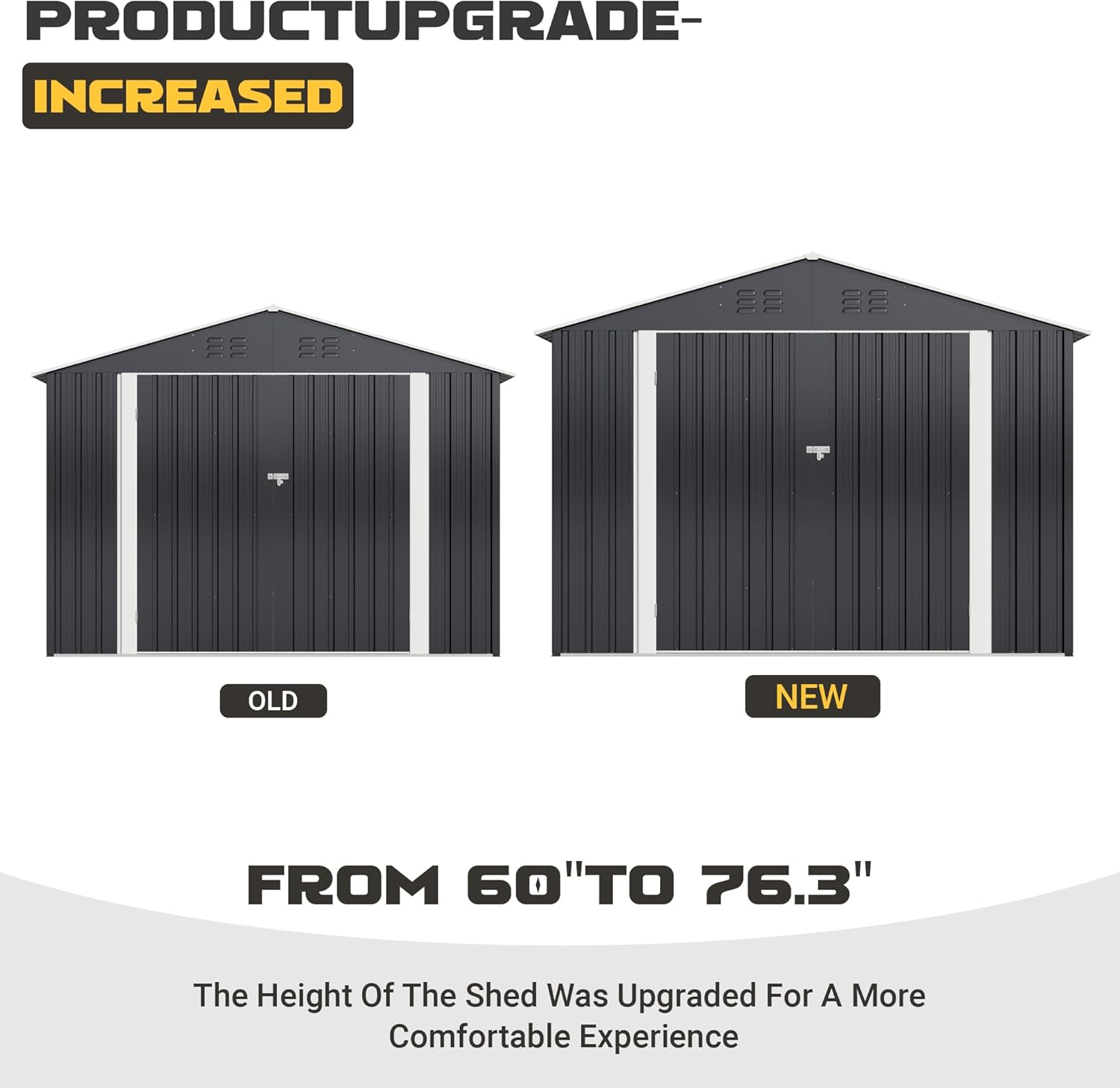 Polar Aurora 8 x 12 FT Outdoor Storage Shed  Metal Garden Shed with Updated Frame Structure  Tool Sheds for Backyard Garden Patio Lawn Black