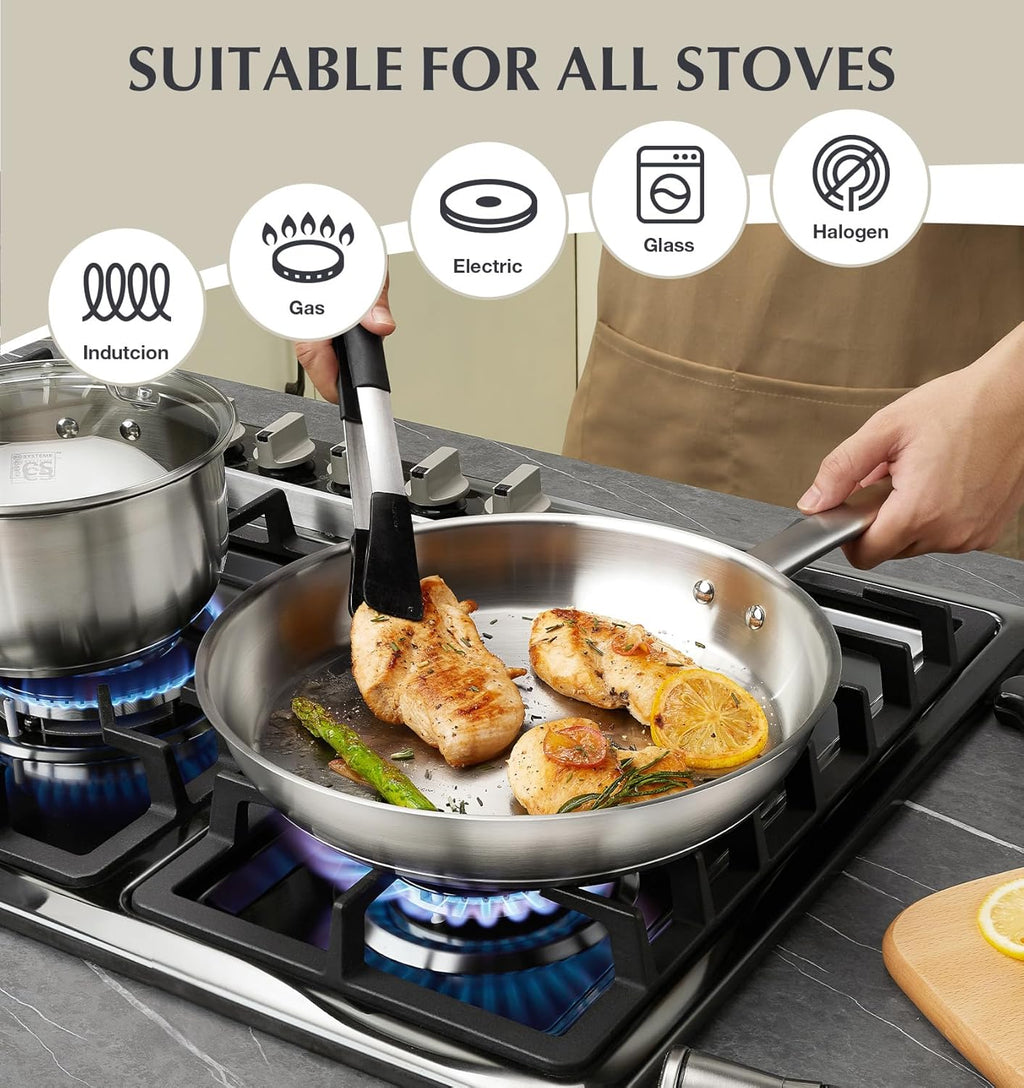 KOCH SYSTEME CS Stainless Steel Cookware Set 10 Piece, 18/10 Stainless Steel Pots and Pans Set for Professional Cooking, Kitchen Cookware Sets, Induction Compatible, Pots and Pans Set, Cooking Set