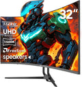 CRUA 32" Curved Gaming Monitor  4k UHD(3840 * 2160P) VA Screen  1500R  144Hz/160Hz Computer Moniter  Supports AMD Freesync  120% sRGB  Built-in Speakers  Wall Mountable Installs(HDMI 2.1/DP 1.4)-Black