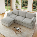 94.5" L Shape Cloud Modular Sectional,4 Seater Waterproof High Backrest Sectional Sofas,Down Filled Modular Couch with Removable Washable Cover for Living Room,Light Gray