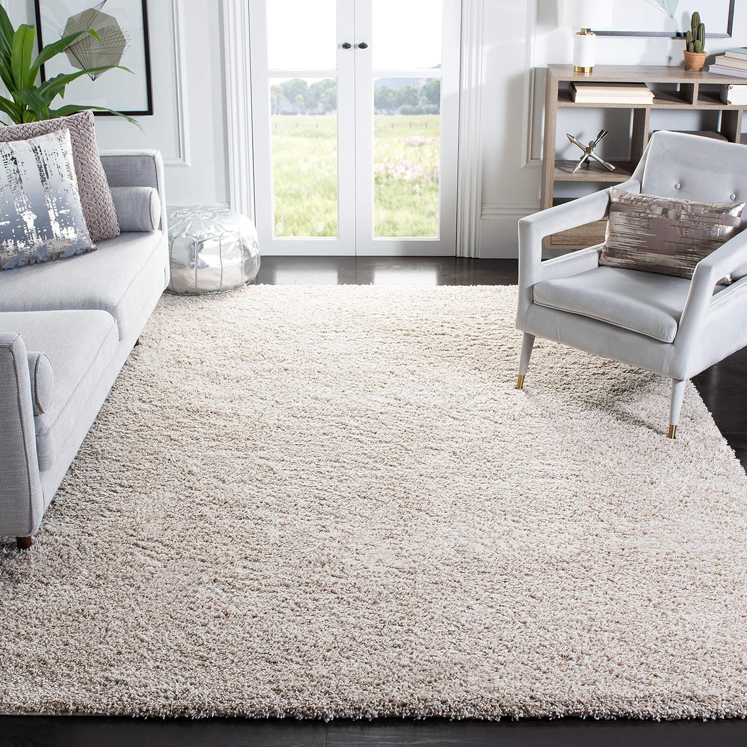 SAFAVIEH California Shag Collection Area Rug - 8'6" x 12', Beige, Non-Shedding & Easy to Clean, Ultra Plush Thick Pile, Ideal for Living Room, Bedroom, Dining Space (SG151-1313)