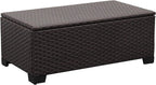 Rattaner Outdoor Storage Table Wicker Patio Coffee Table All-Weather Wicker Side Table with Waterproof Cover, Brown