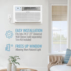 Keystone 12,000 BTU Wall Mounted Air Conditioner with Supplemental Heat and Dehumidifier Function, 230V, Wall AC with Remote for Small and Medium Sized Rooms up to 550 Sq.Ft., Quiet, High Efficiency
