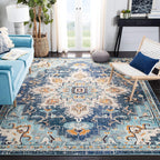 SAFAVIEH Area Rug 9x12 - Madison Collection - Large - Blue & Light Blue, Boho Chic Distressed Medallion Design, Non-Shedding & Easy to Clean, Ideal for Living Room, Bedroom, Dining Space (MAD473M)