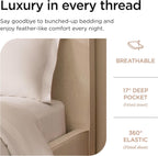 Threadmill American Supima King Size Sheets Set | 656 Thread Count 4 Piece Luxury Bed Sheets for King Size Mattress | 5 Star Hotel Quality Sheets with Elasticized Extra Deep Pocket | White Sheets