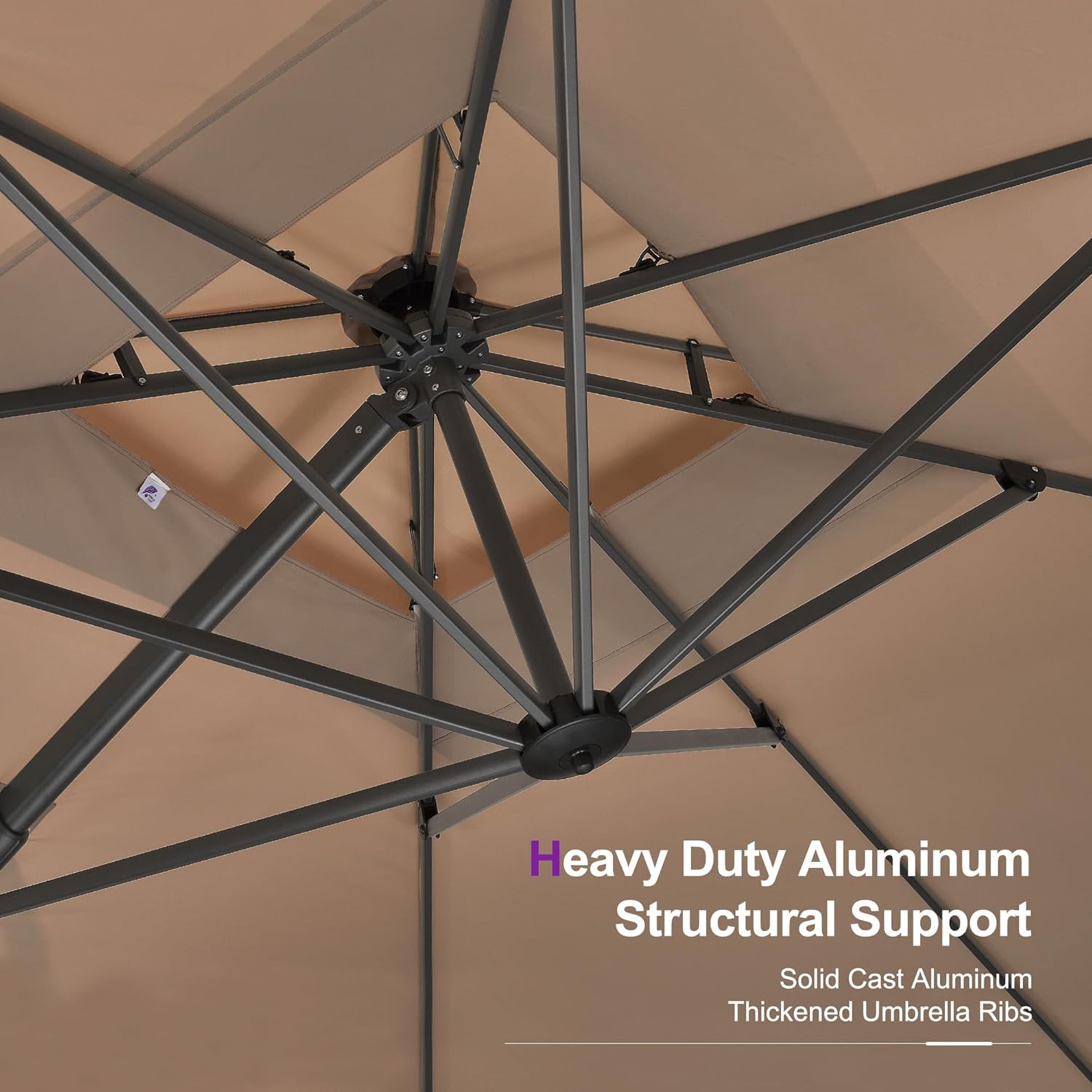 PURPLE LEAF 12FT Cantilever Outdoor Umbrellas Large Patio Umbrella Hanging Double Top Square Offset Umbrella with 360°Rotation Tilting Umbrella Outdoor Patio  Taupe