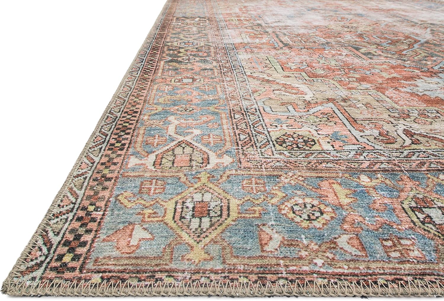 Loloi Loren Collection LQ-15 Terracotta/Sky 7'-6" x 9'-6" Area Rug