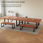 63" Dining Table with 2 Bench, Modern Kitchen Table Set for 4 to 6 Persons, Thickened MDF Wooden Table for Dining Room, Kitchen,Living Room