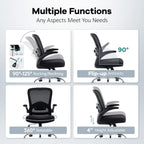 Office Chair,Ergonomic Mesh Desk Chair with Adjustable Lumbar Support,Computer Chair with Flip-up Armrests, Rolling Executive Chairs, Home Office Chair(Black)