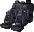 Car Seat Cover 6 Seats for Ford Explorer 2000-2025, Waterproof Durable Premium Leather Car Seat Protector, Comfortable Anti-Slip Stylish Sport Seat Cover(6 Seats Luxury,Black Blue)