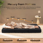 Trifold Mattress, 6 Inch Memory Foam Tri-Fold Mattress Queen Size, Foldable Sofa Bed with Washable Cover, Handles and Non-Slip Bottom for Yoga, Living Room, Camping, 78"x 58" x 6", Black