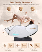 RELX Massage Chair Full Body, 20 Modes Zero Gravity SL-Track Shiatsu Massage Chair Built-in Heat System, Airbag Massage with Body Scan, Deep Yoga Stretch, Calfrest Extension and AI Control(White)