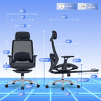 FLEXISPOT MasterEase Massage Office Chair with Footrest, High Back Ergonomic Desk Chair with Adjustable Headrest, 3D Armrests, 2D Lumbar Heated Massage, 4-Position Recline, Mesh Seat, Black