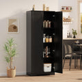 IDEALHOUSE Tall Pantry Cabinet, 60" Kitchen Pantry Storage Cabinet with 2 Doors and Adjustable Shelves, Freestanding Kitchen Cabinet, Cupboard for Dining Room, Bathroom, Antique Black