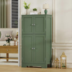 TEENFON Bathroom Storage Cabinet, Bathroom Cabinet with 4 Doors & 2 Adjustable Shelves, Cupboard, Cabinets for Living Room, Entryway, Office, Forest Green