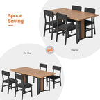 Itaar 5-Piece Dining Table Set for 4-6 People, 63" Extendable Kitchen Table and 4 Cushion Chairs, Dining Room Table with MDF Board & Metal Frame for Small Space, Easy Clean, Brown