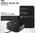 HP Docking Station for Laptop Dual Monitor and Charging Bundle - HP USB-C G5 Dock 5TW10AA / 5TW10UT / 5TW10AA#ABB with 120W Adapter  HDMI  DisplayPort  USB-C Cables & Microfiber Cleaning Cloth