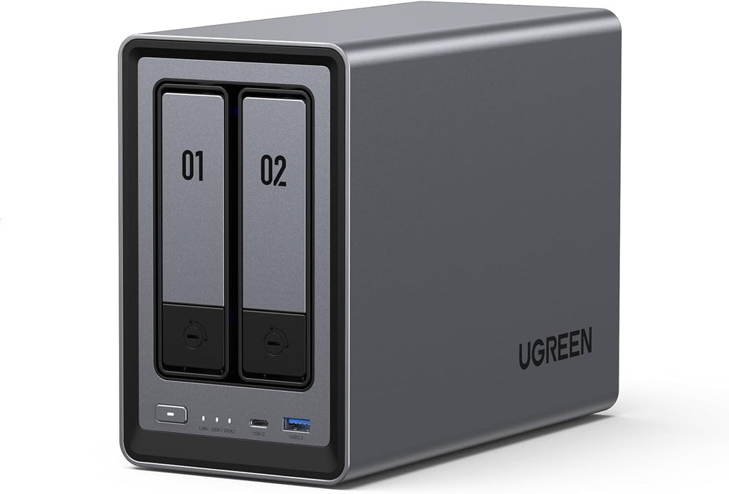 UGREEN NAS DXP2800 2-Bay Desktop All-Round NASync Ideal for Small Team  Enthusiasts  Intel N100 Quad-core CPU  8GB DDR5 RAM  2.5GbE  2X M.2 NVMe Slots  4K HDMI  Network Attached Storage (Diskless)