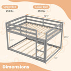 KOMFOTT Low Bunk Bed Full Over Full, Solid Wood Full Bed Frame with Built-in Ladder & Safety Guardrails, No Box Spring Needed, Space-Saving Low Bunk Bed for Kids & Teens
