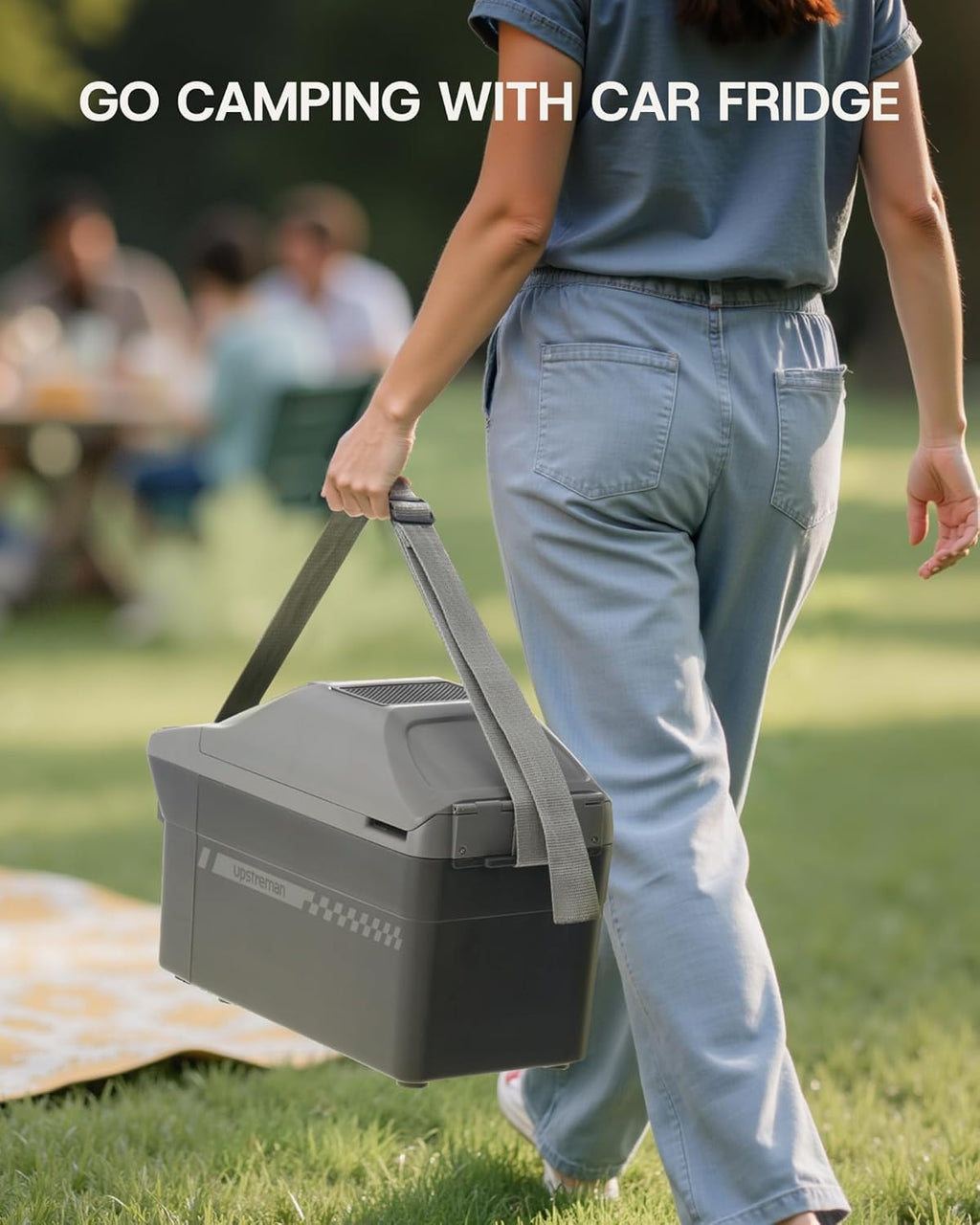 Upstreman Electric Cooler & Warmer 10QT(9L) Capacity, Thermoelectric Car Fridge with Shoulder Strap, Plug In 12V DC Portable Car Food Warmer and Cooler for Travel, Camping, Picnic-AR09