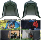 Tangkula 7 Ft x 12 Ft Outdoor Storage Shelter, Patio Storage Tent, Enclosed Carport Shed with All-Steel Metal Frame and Waterproof Ripstop Cover, Outdoor Garage Tent with Sidewalls