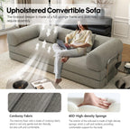 78.8" Modular Sofa Bed - 4-in-1 Convertible Design with Corduroy Fabric and High Density Sponge, Removable Cover and Fixed Frame